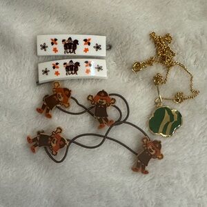 Vintage 1980’s Girl Scout barrettes and necklace